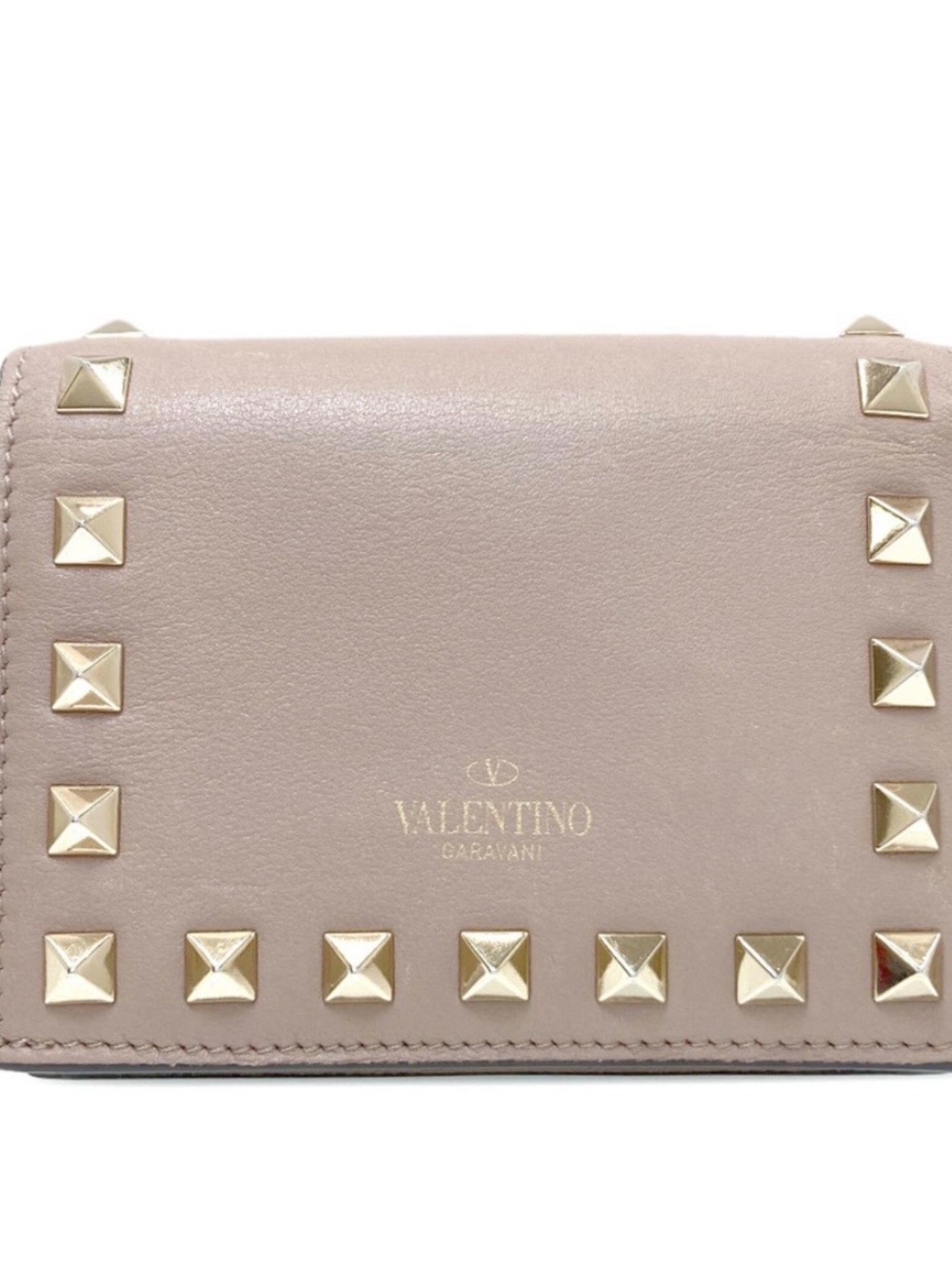 Valentino Rockstud Small Shoulder Bag in Blush Pink with Gold Studs